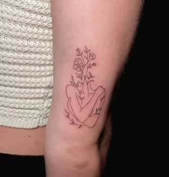Silueta con flores línea fina