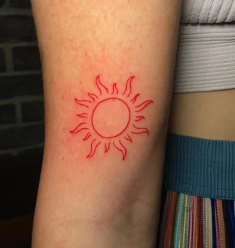 Sol en rojo línea fina